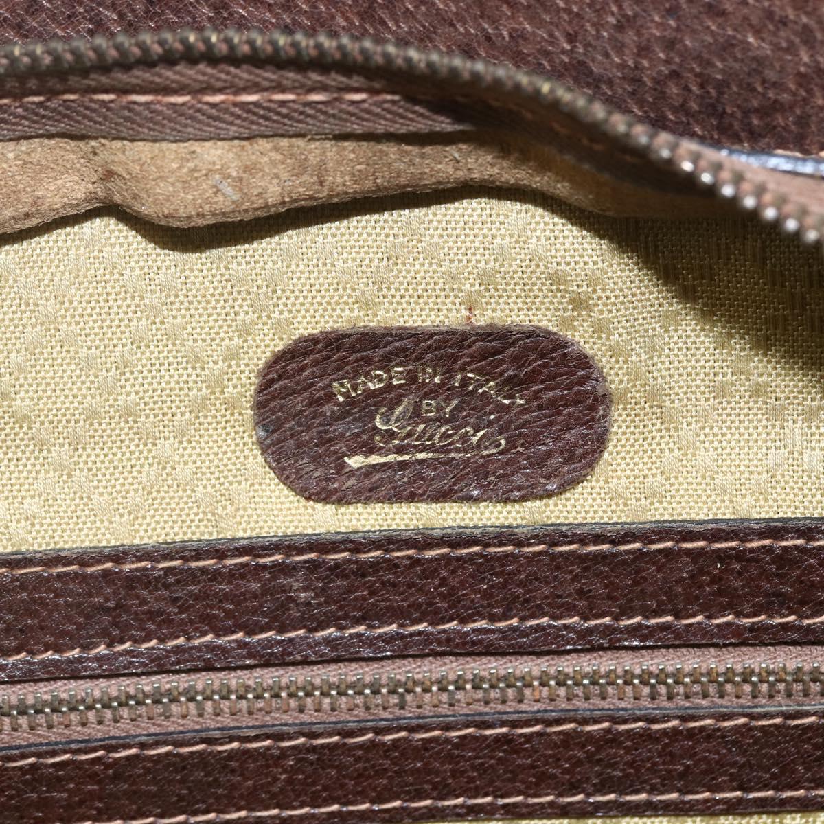 GUCCI GG Supreme Web Sherry Line Hand Bag PVC Beige Gold Auth 152358