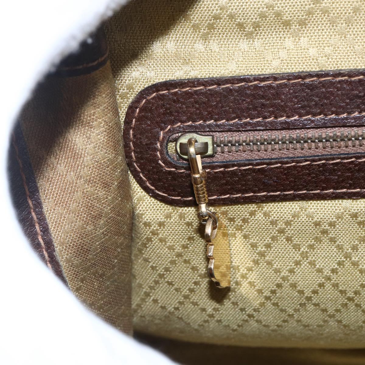 GUCCI GG Supreme Web Sherry Line Hand Bag PVC Beige Gold Auth 152358