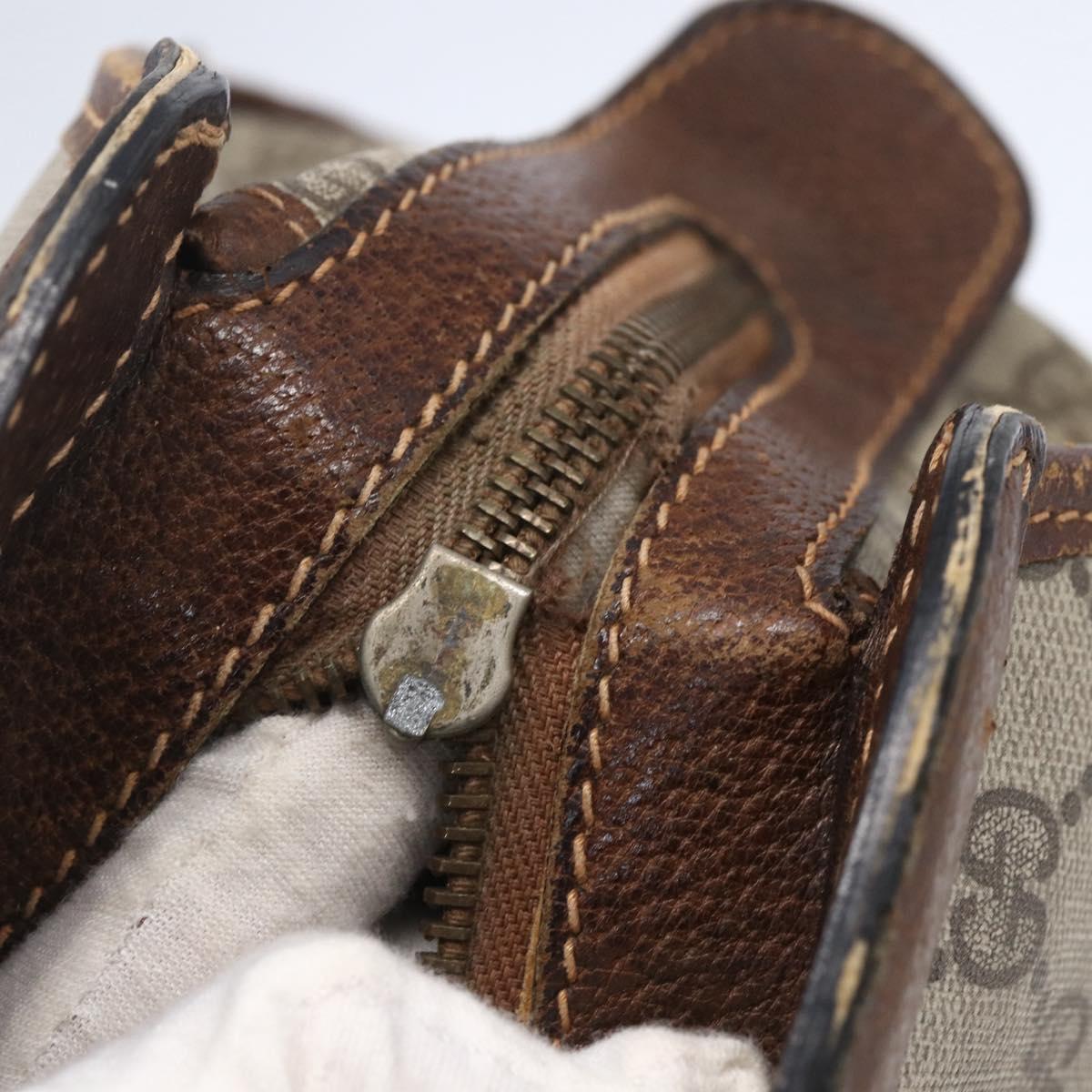 GUCCI GG Supreme Web Sherry Line Hand Bag PVC Beige Gold Auth 152358