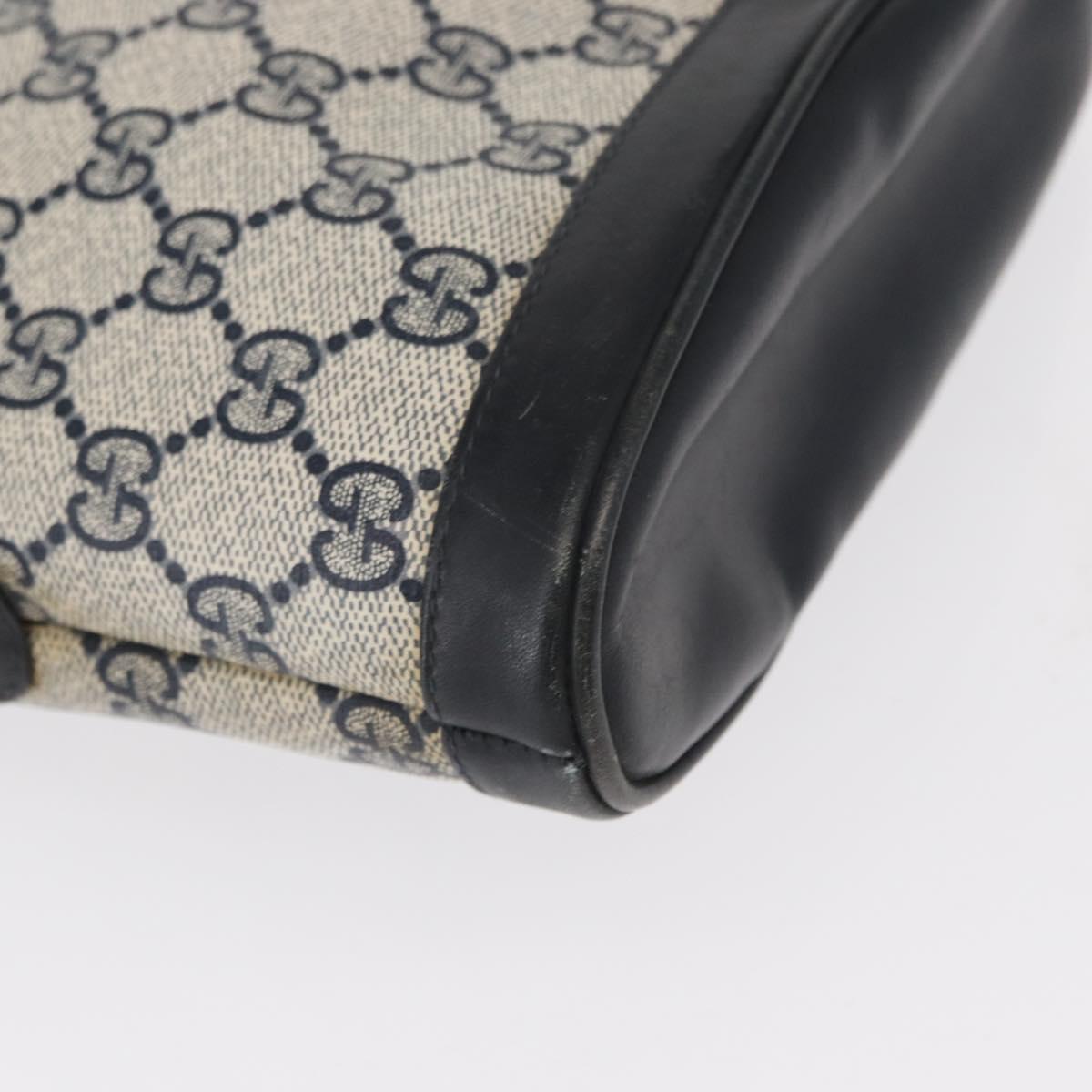 GUCCI GG Supreme Shoulder Bag PVC Leather Navy Gold Auth 152361