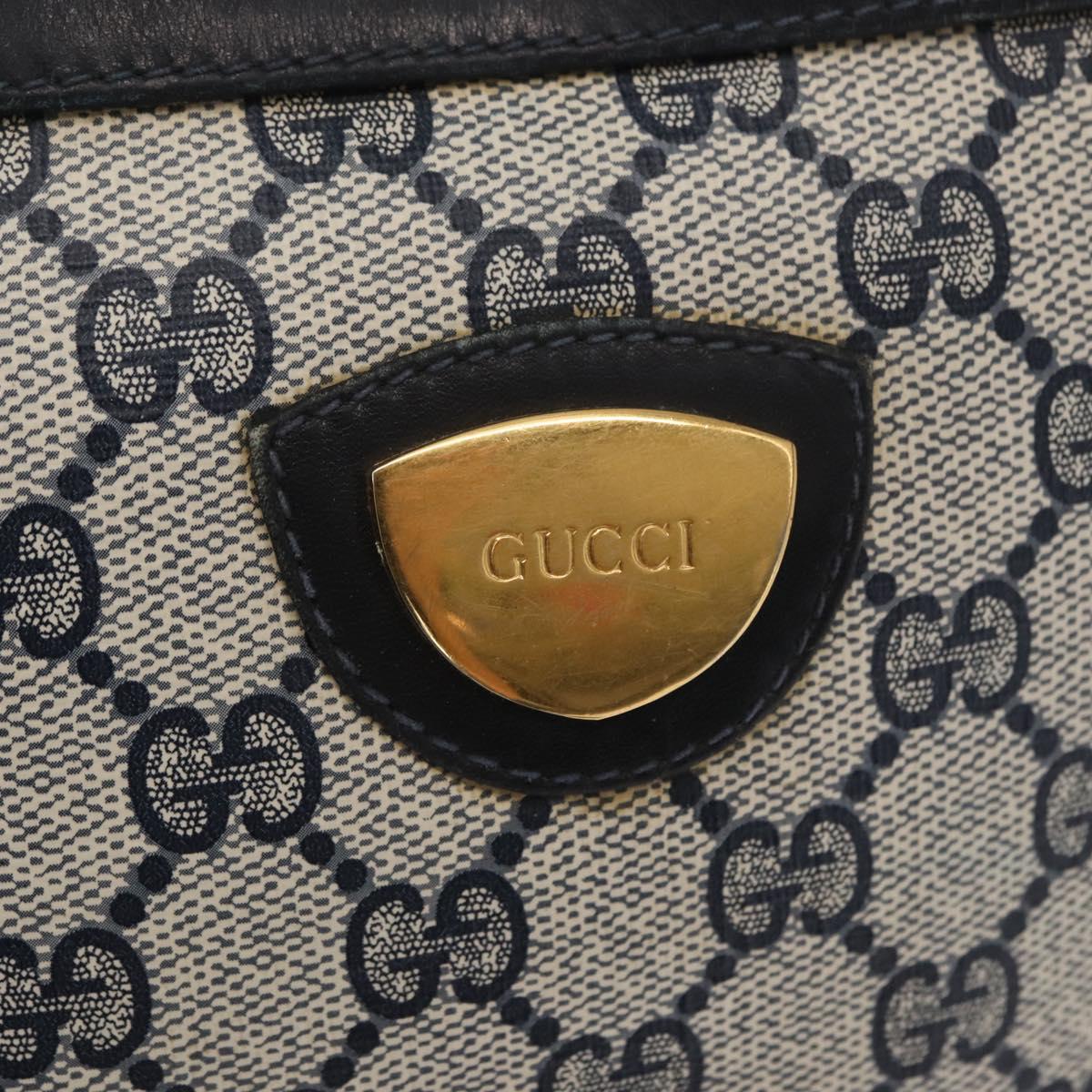 GUCCI GG Supreme Shoulder Bag PVC Leather Navy Gold Auth 152361