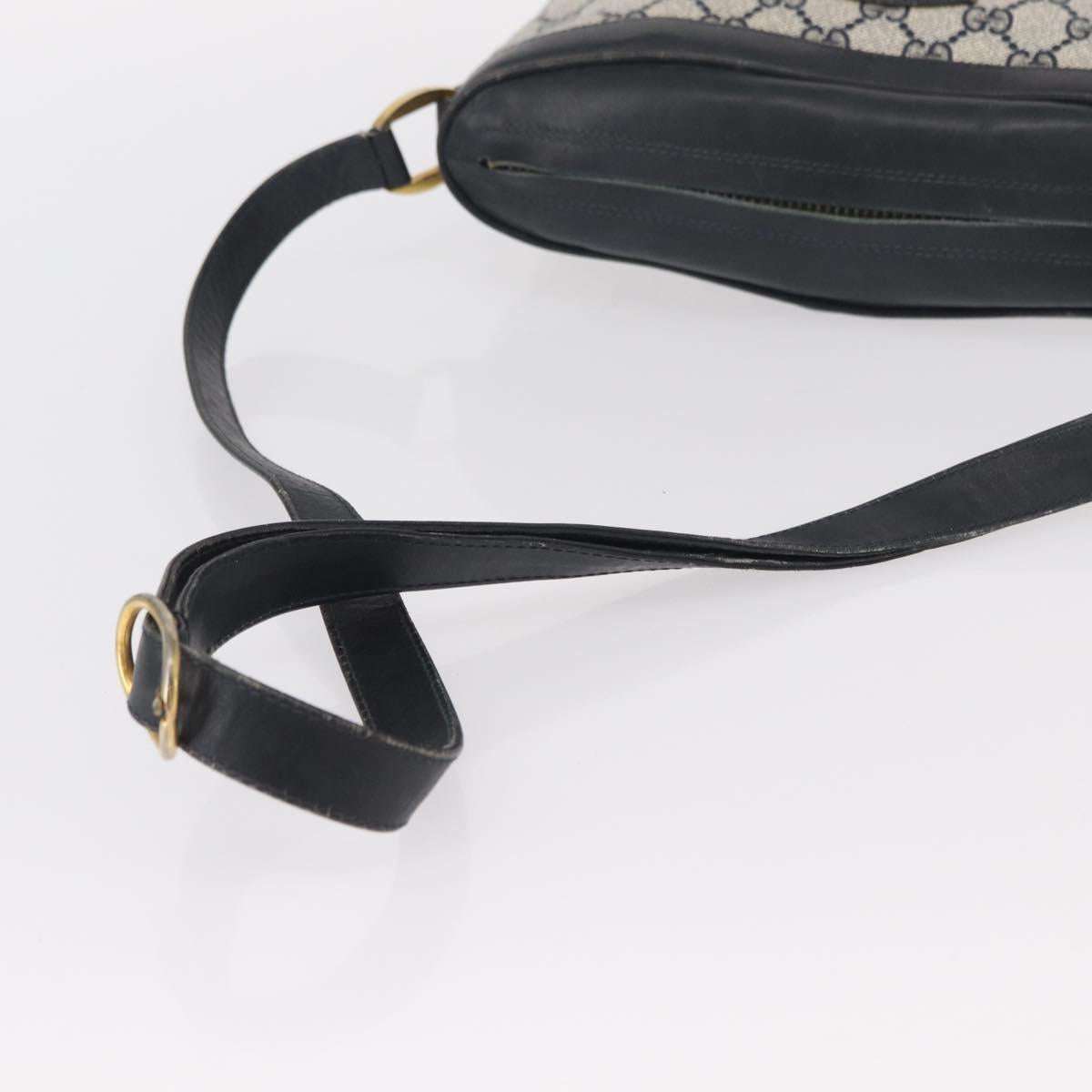 GUCCI GG Supreme Shoulder Bag PVC Leather Navy Gold Auth 152361