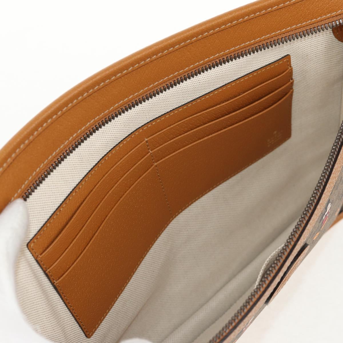 GUCCI GUCCIxDisney GG Supreme Clutch Bag PVC Beige Gold 602552 Auth 152362M