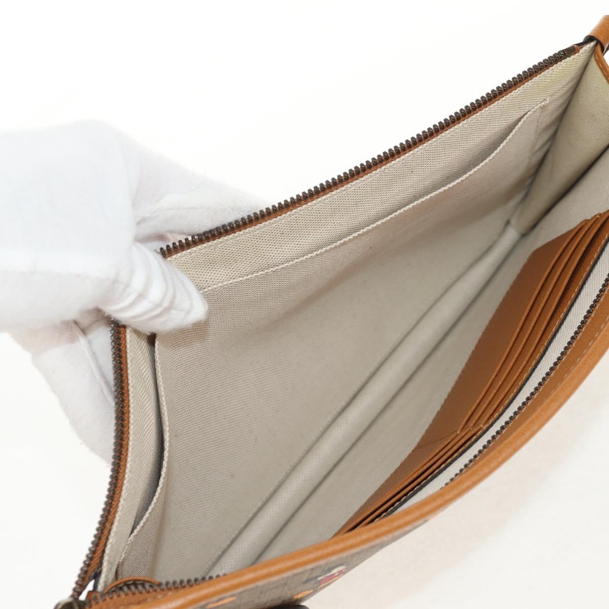 GUCCI GUCCIxDisney GG Supreme Clutch Bag PVC Beige Gold 602552 Auth 152362M