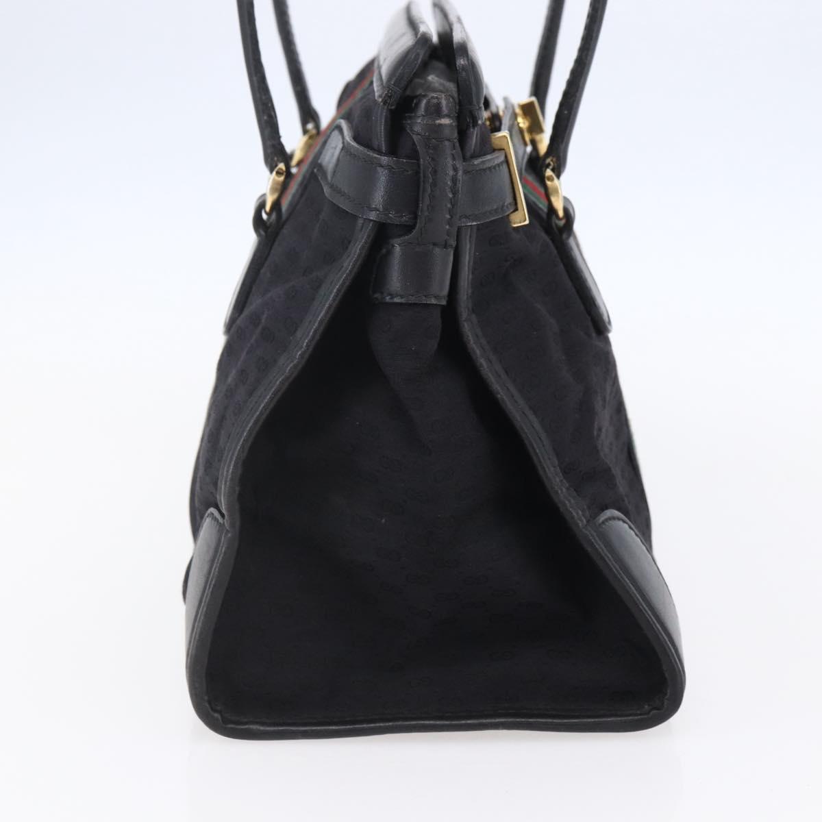 GUCCI Micro GG Supreme Web Sherry Line Hand Bag Black Gold Auth 152363V