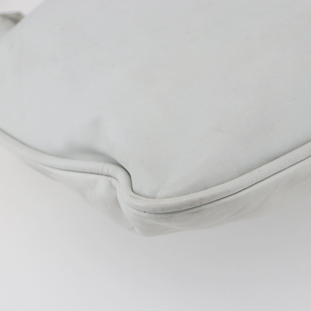 GUCCI Bamboo Shoulder Bag Leather White Silver 001 4006 2404 Auth 152366