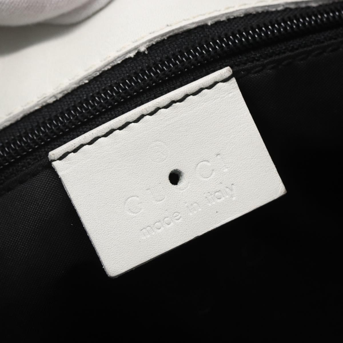 GUCCI Bamboo Shoulder Bag Leather White Silver 001 4006 2404 Auth 152366