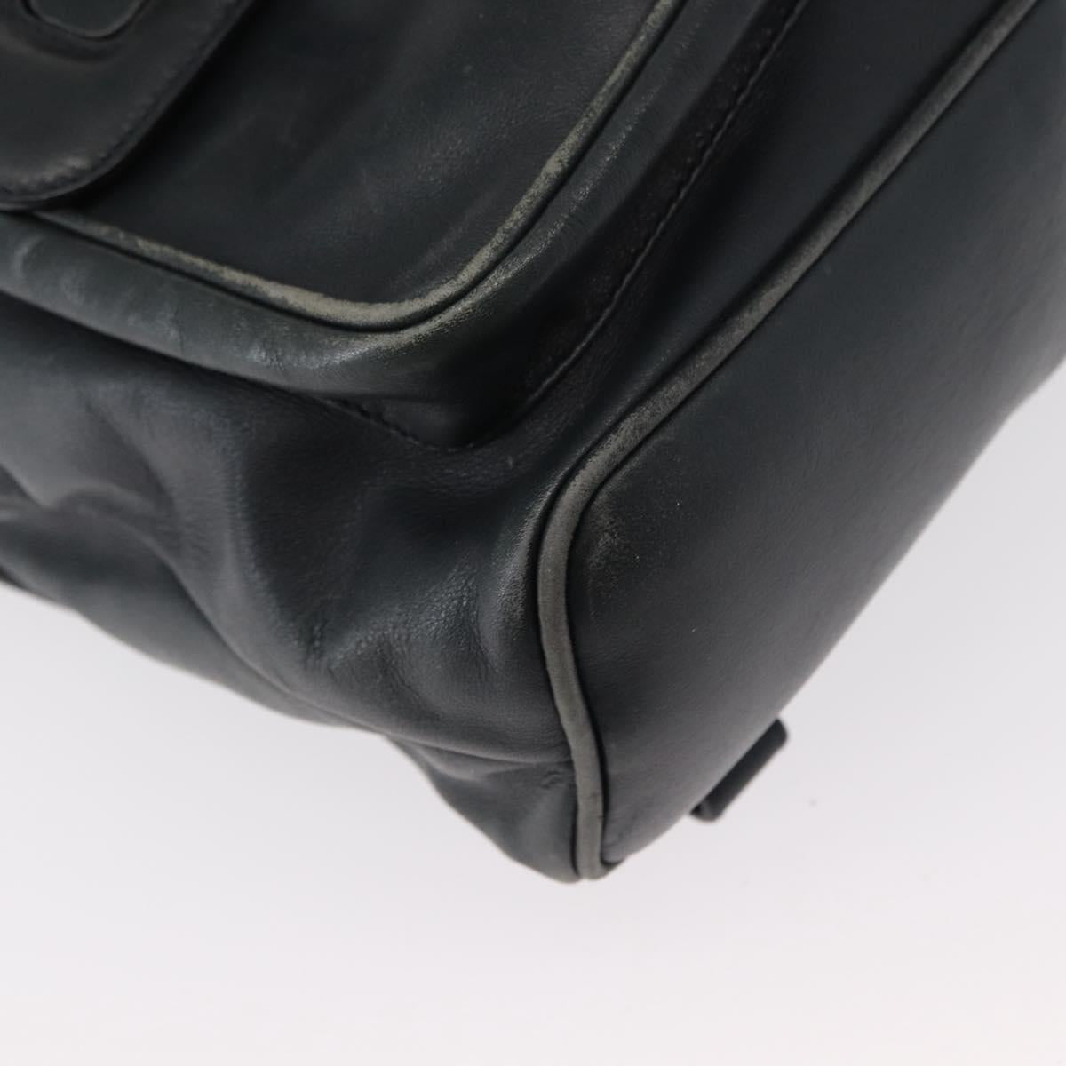 GUCCI Bamboo Backpack Leather Navy Gold 003 2058 0016 Auth 152368