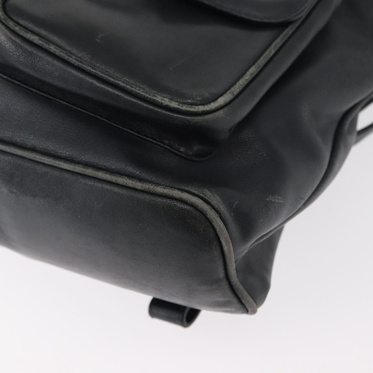 GUCCI Bamboo Backpack Leather Navy Gold 003 2058 0016 Auth 152368