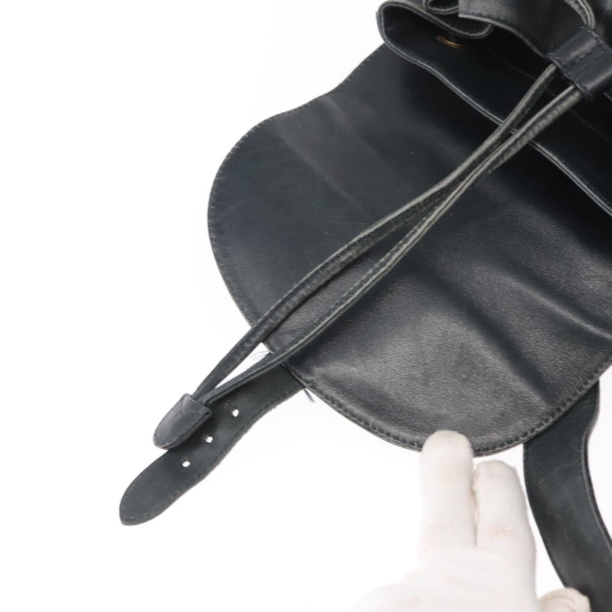 GUCCI Bamboo Backpack Leather Navy Gold 003 2058 0016 Auth 152368