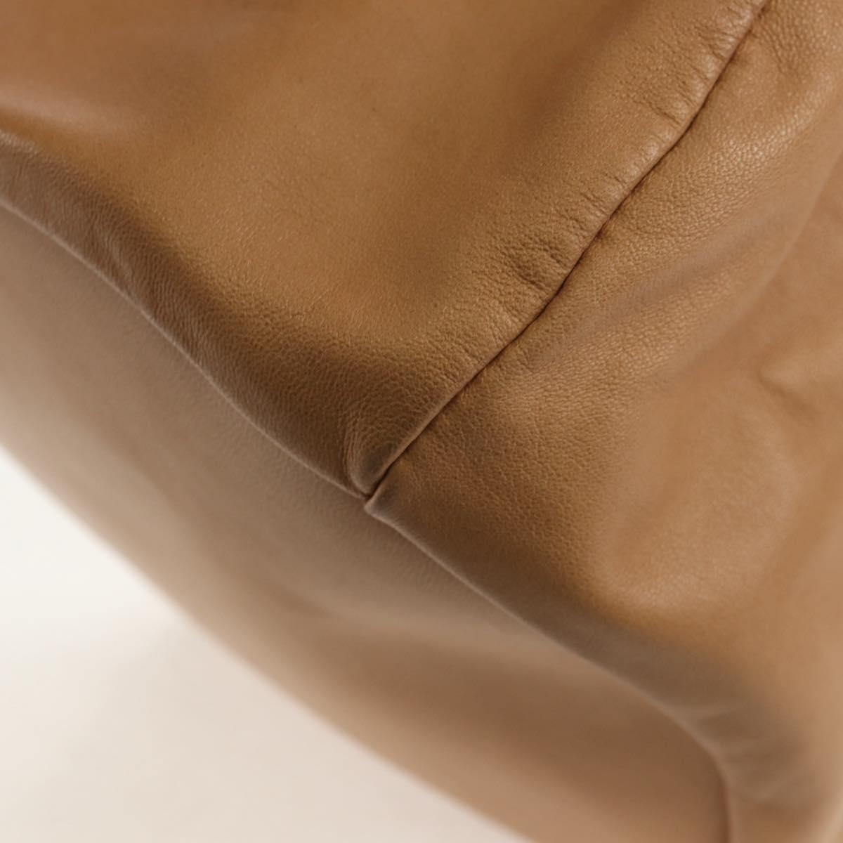 CHANEL Purse Hand Bag Lamb Skin Beige CC Auth 152370A