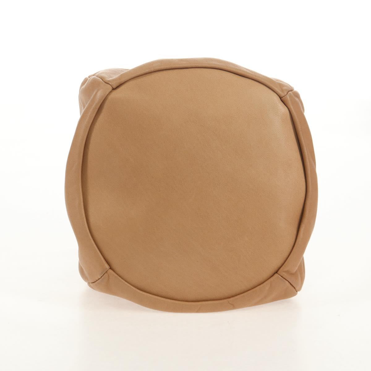 CHANEL Purse Hand Bag Lamb Skin Beige CC Auth 152370A