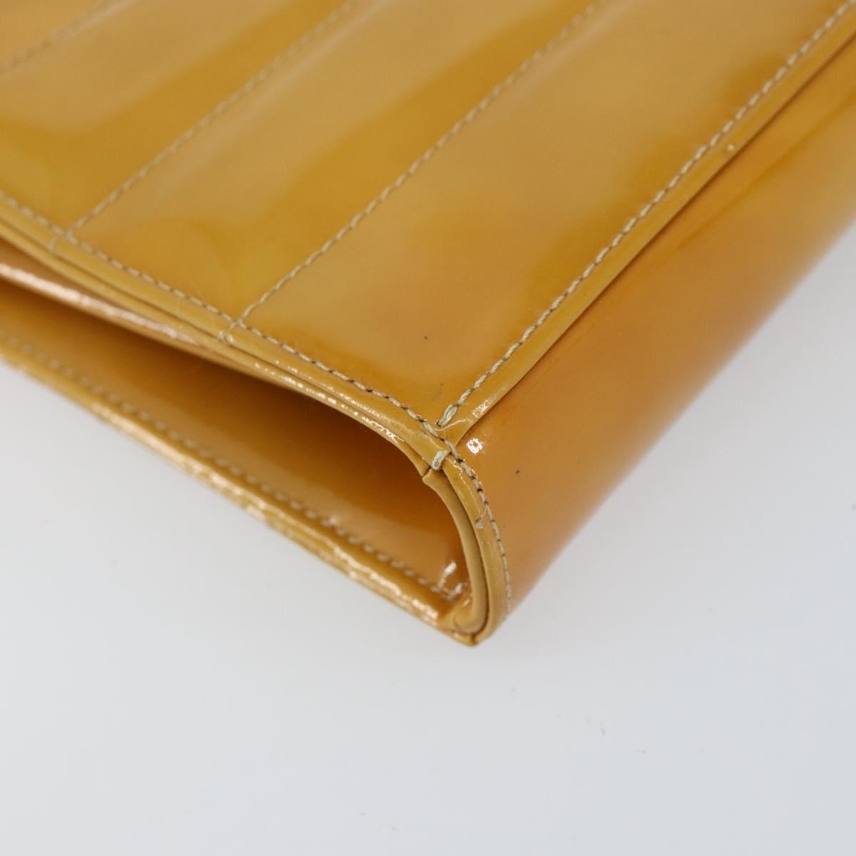 CHANEL Choco Bar Shoulder Bag Enamel Yellow CC Auth 152372