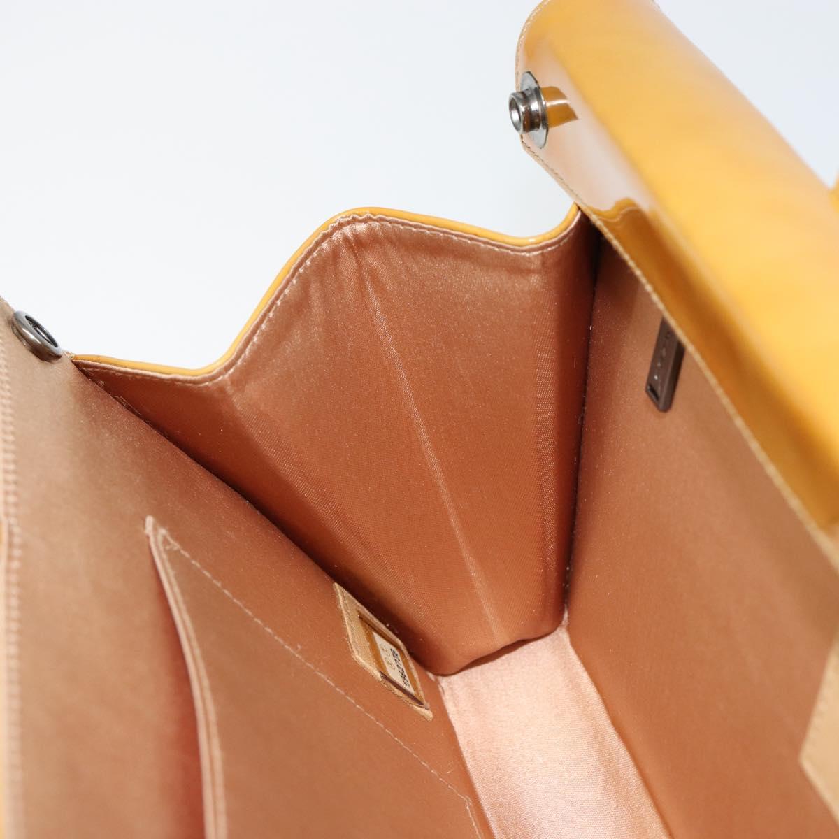 CHANEL Choco Bar Shoulder Bag Enamel Yellow CC Auth 152372