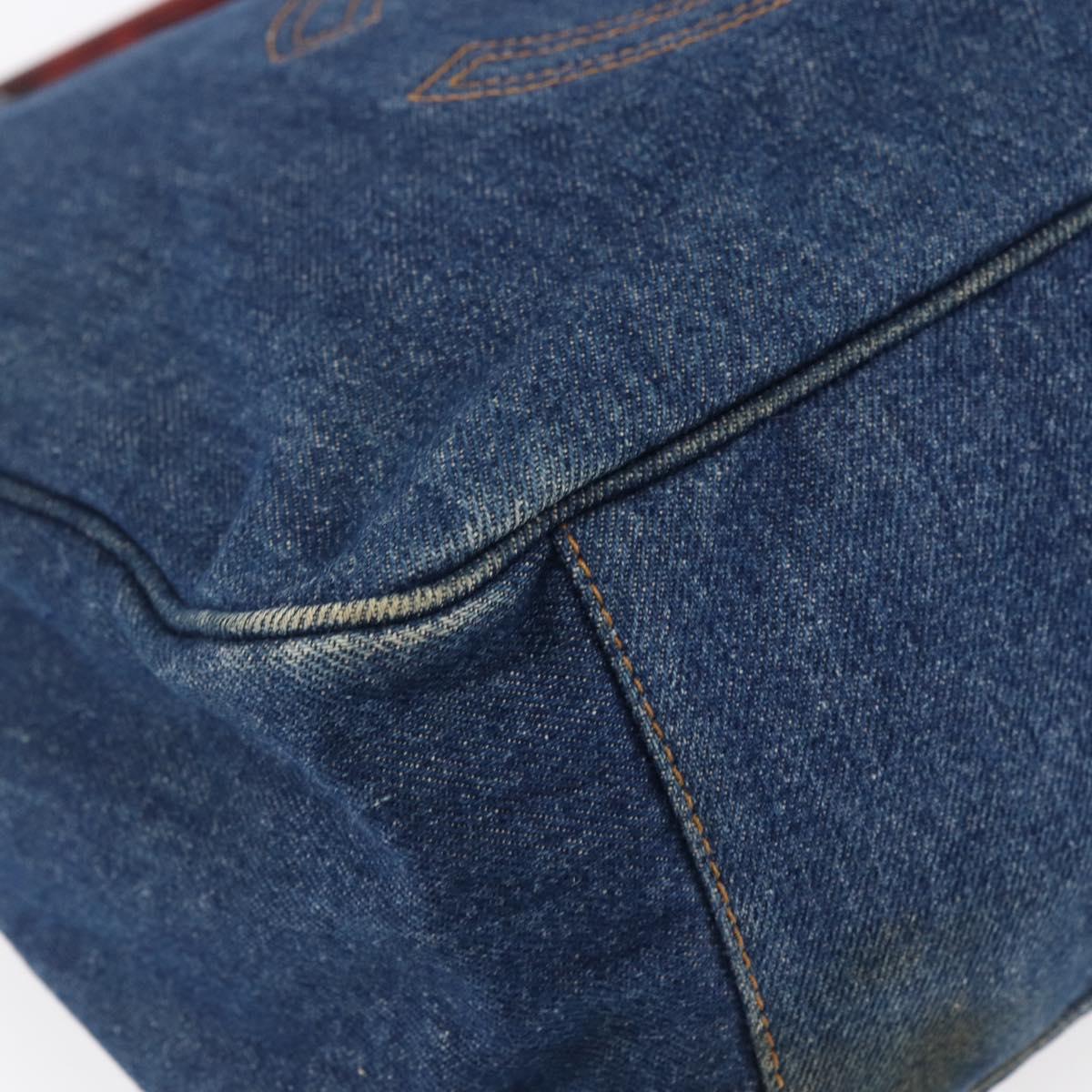 CHANEL Hand Bag Denim Blue Gold CC Auth 152373