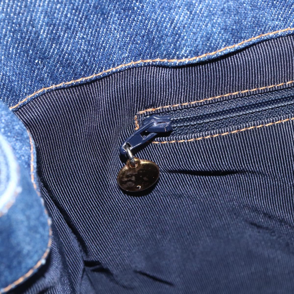 CHANEL Hand Bag Denim Blue Gold CC Auth 152373