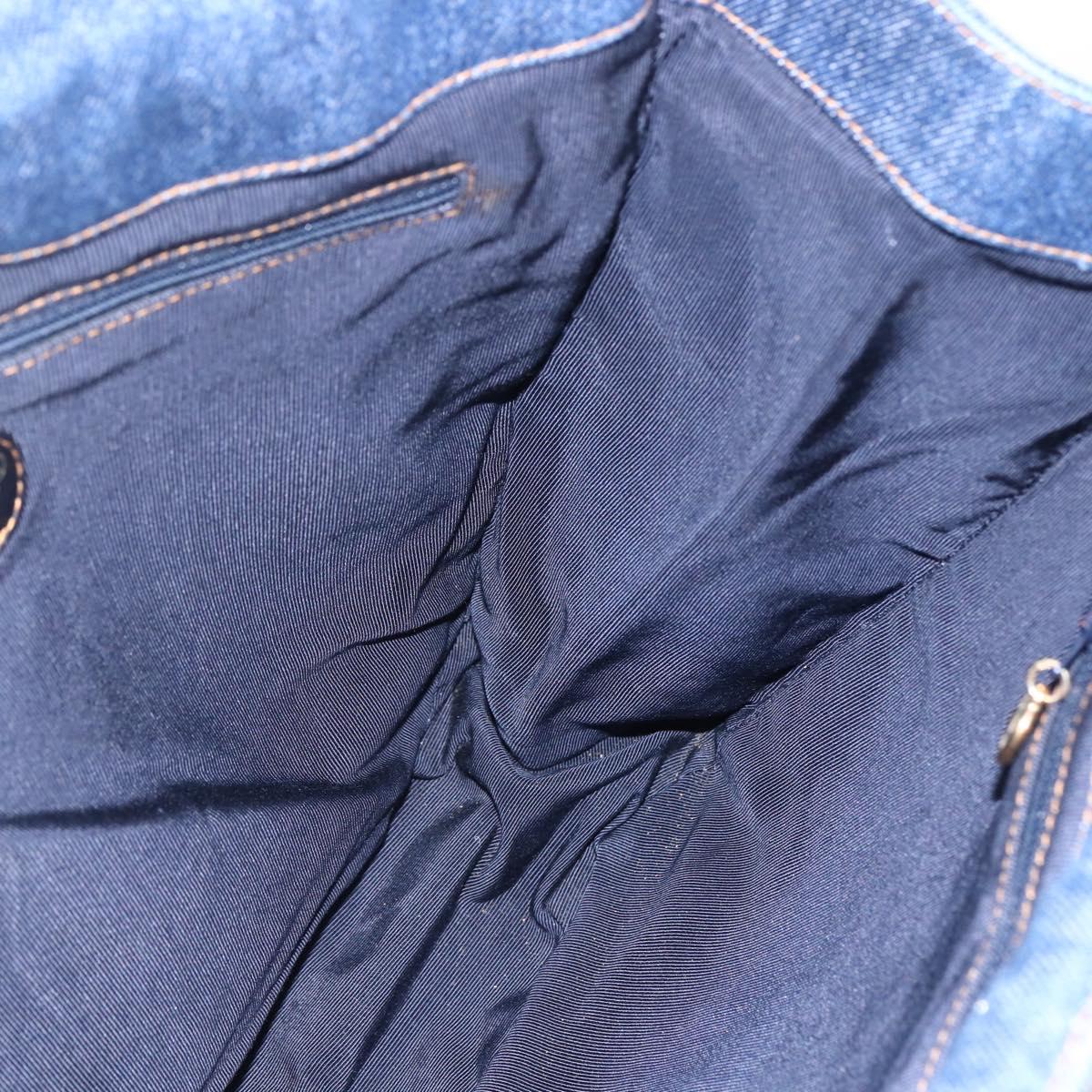 CHANEL Hand Bag Denim Blue Gold CC Auth 152373