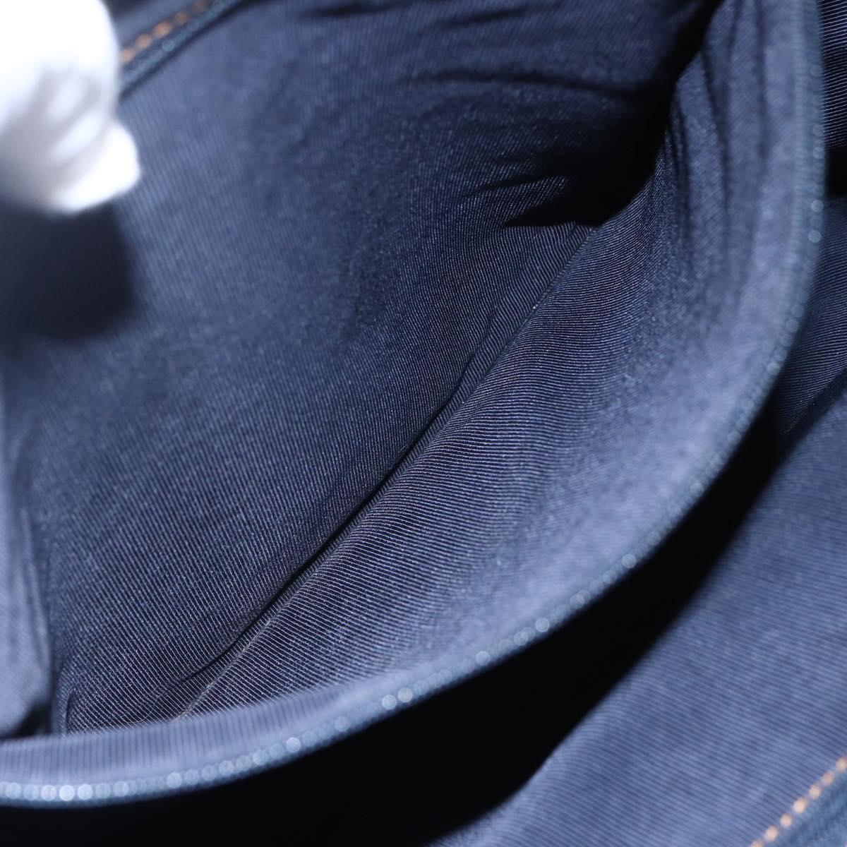 CHANEL Hand Bag Denim Blue Gold CC Auth 152373