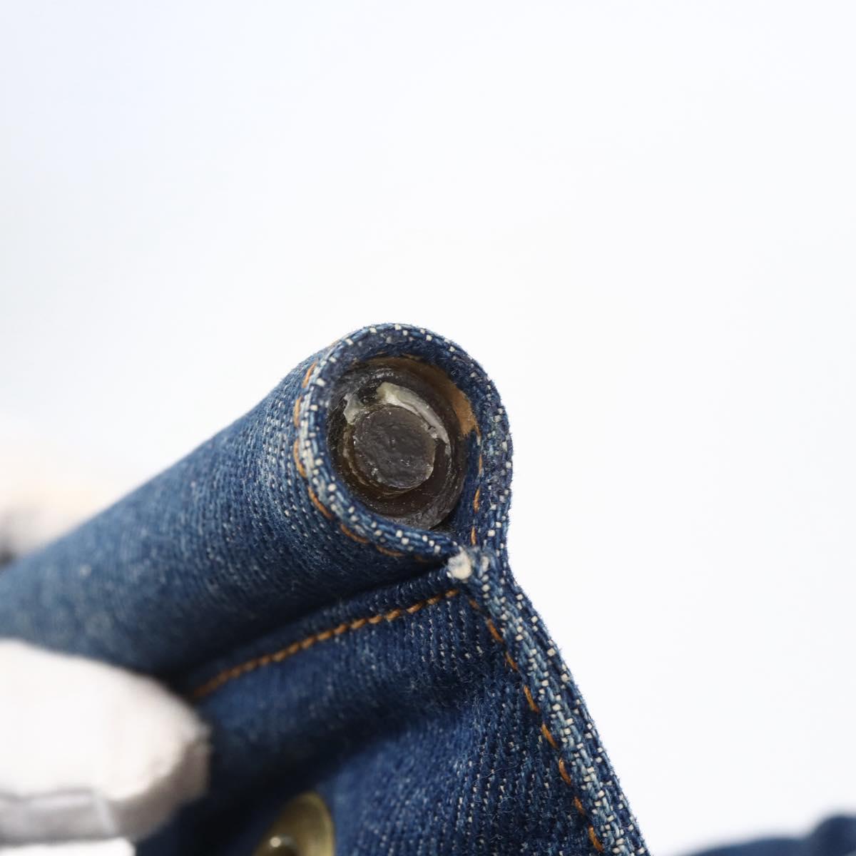 CHANEL Hand Bag Denim Blue Gold CC Auth 152373