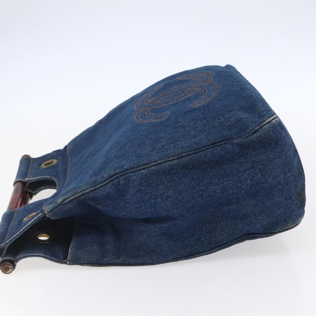 CHANEL Hand Bag Denim Blue Gold CC Auth 152373