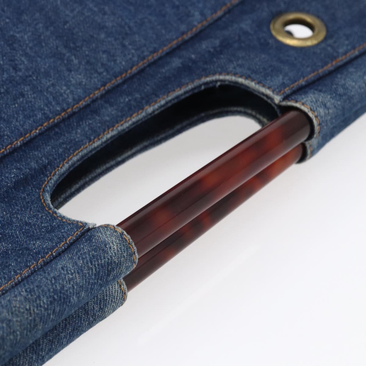 CHANEL Hand Bag Denim Blue Gold CC Auth 152373