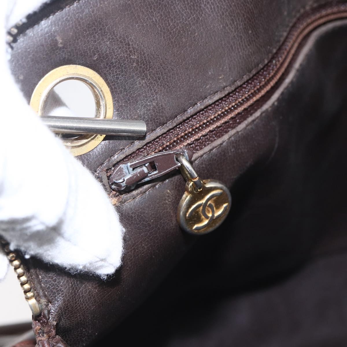 CHANEL Matelasse Chain Shoulder Bag Lamb Skin Brown Gold CC Auth 152374