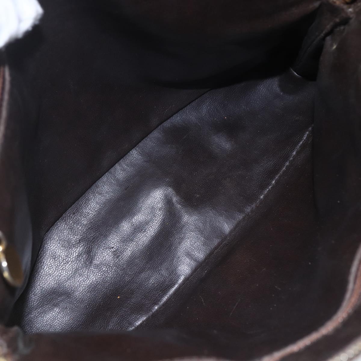 CHANEL Matelasse Chain Shoulder Bag Lamb Skin Brown Gold CC Auth 152374