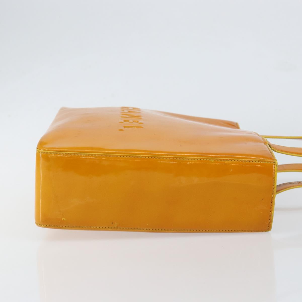 CHANEL Tote Bag Enamel Yellow Gold CC Auth 152376