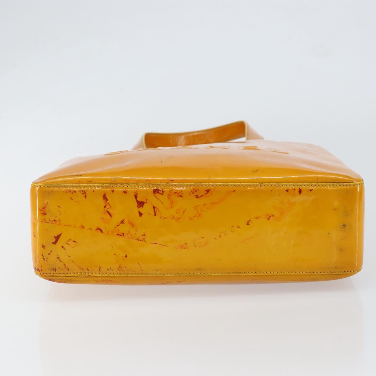 CHANEL Tote Bag Enamel Yellow Gold CC Auth 152376