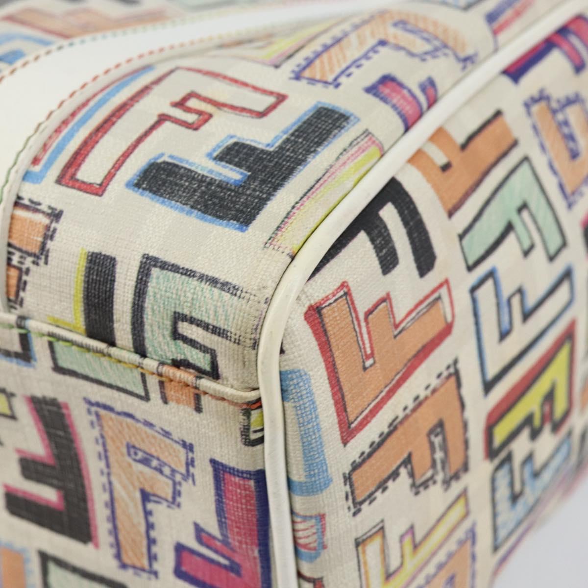 FENDI Zucca Canvas Hand Bag PVC Multicolor Gold Auth 152378V