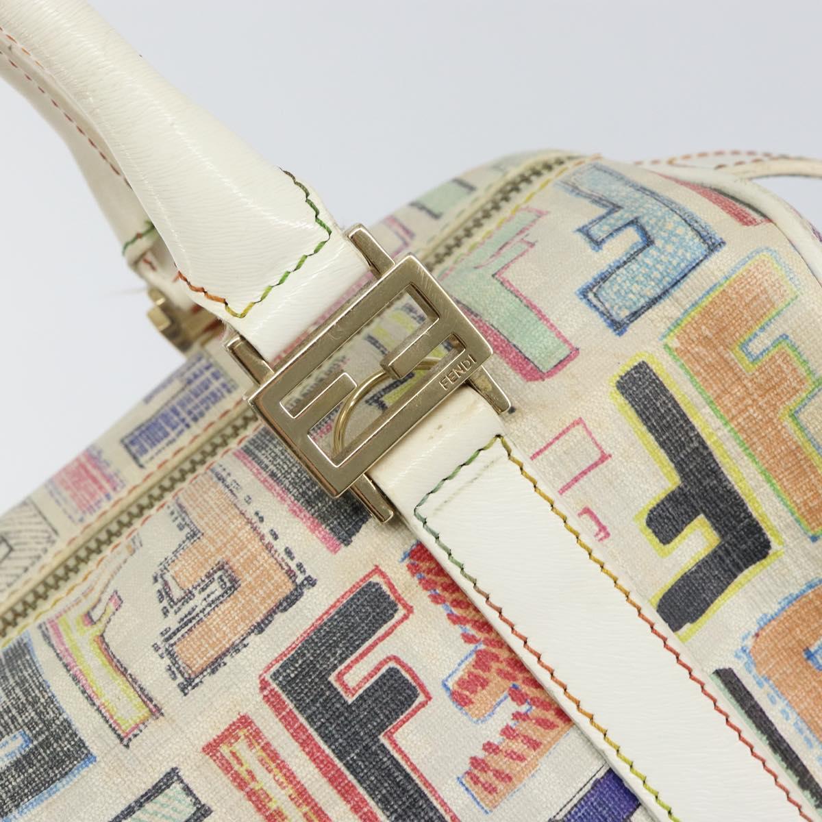 FENDI Zucca Canvas Hand Bag PVC Multicolor Gold Auth 152378V