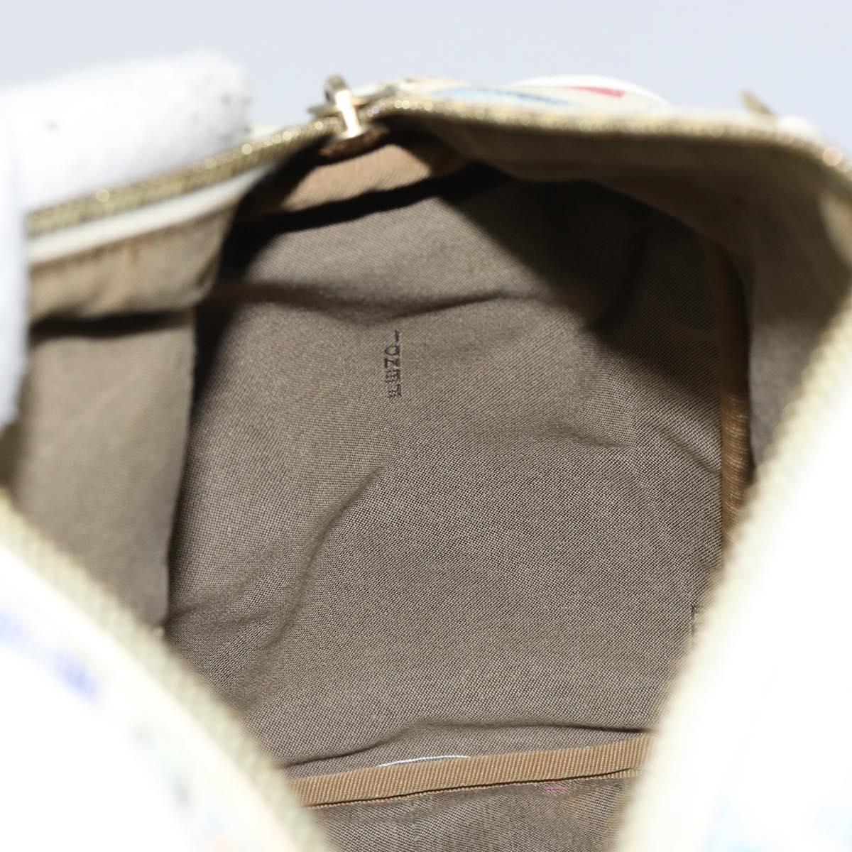 FENDI Zucca Canvas Hand Bag PVC Multicolor Gold Auth 152378V