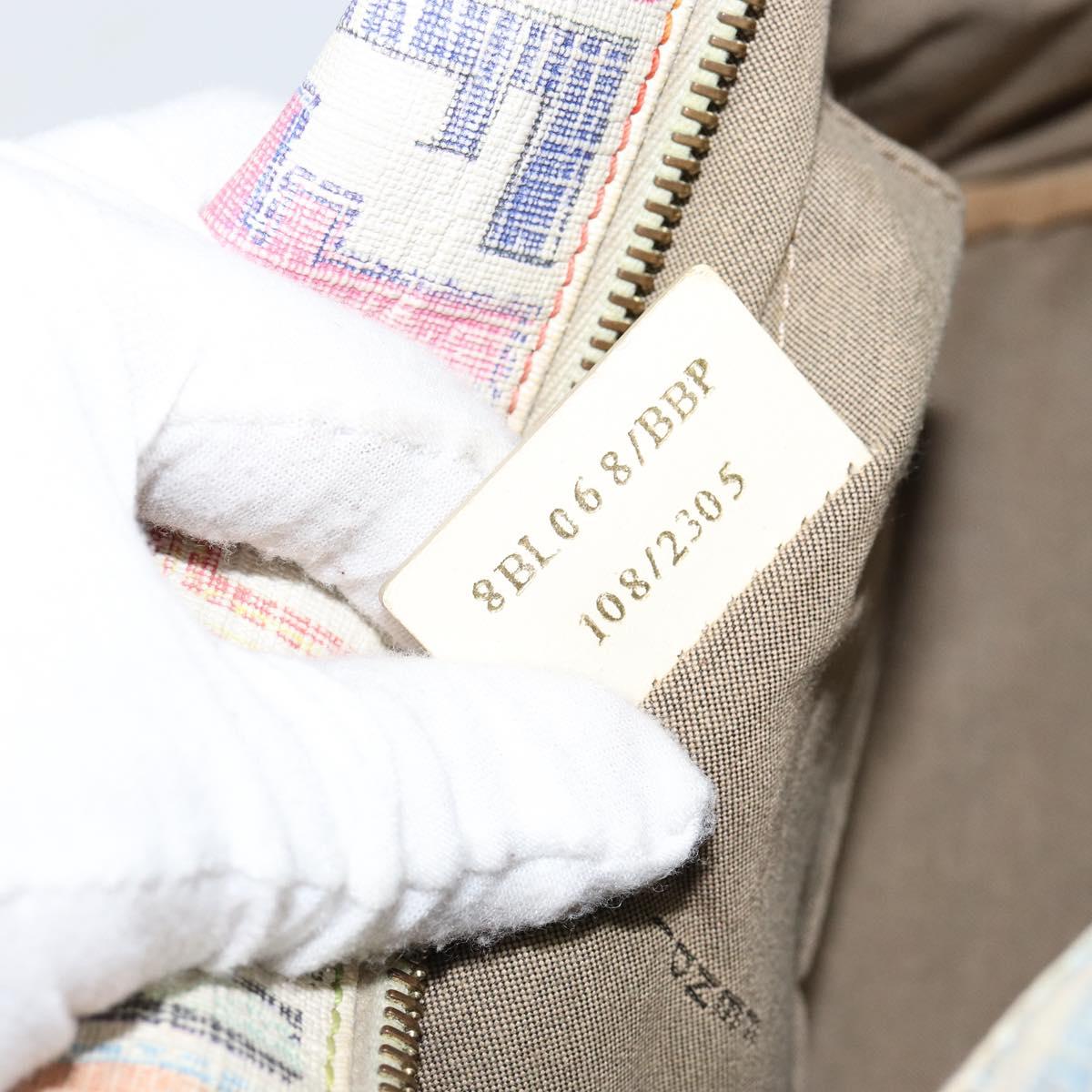 FENDI Zucca Canvas Hand Bag PVC Multicolor Gold Auth 152378V