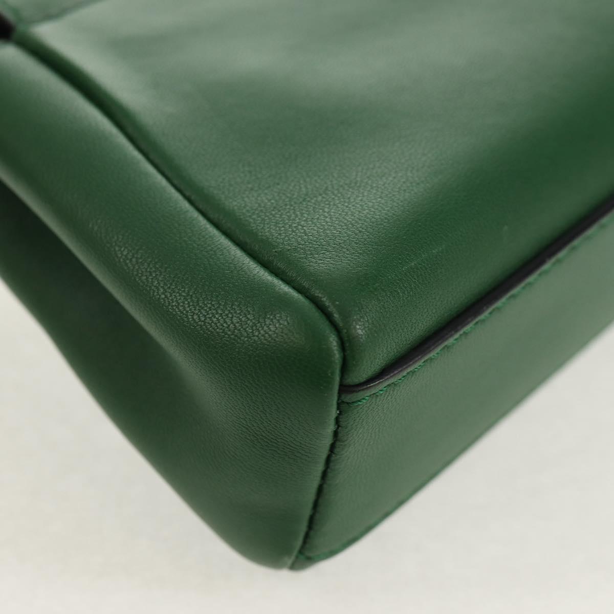 FENDI Micro Peek A Boo Hand Bag Leather Gold Green Auth 152379V