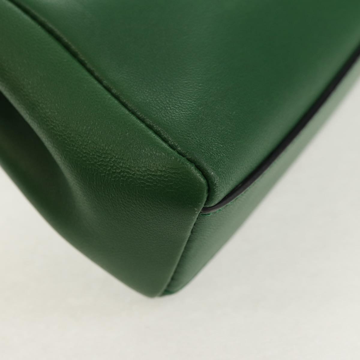 FENDI Micro Peek A Boo Hand Bag Leather Gold Green Auth 152379V