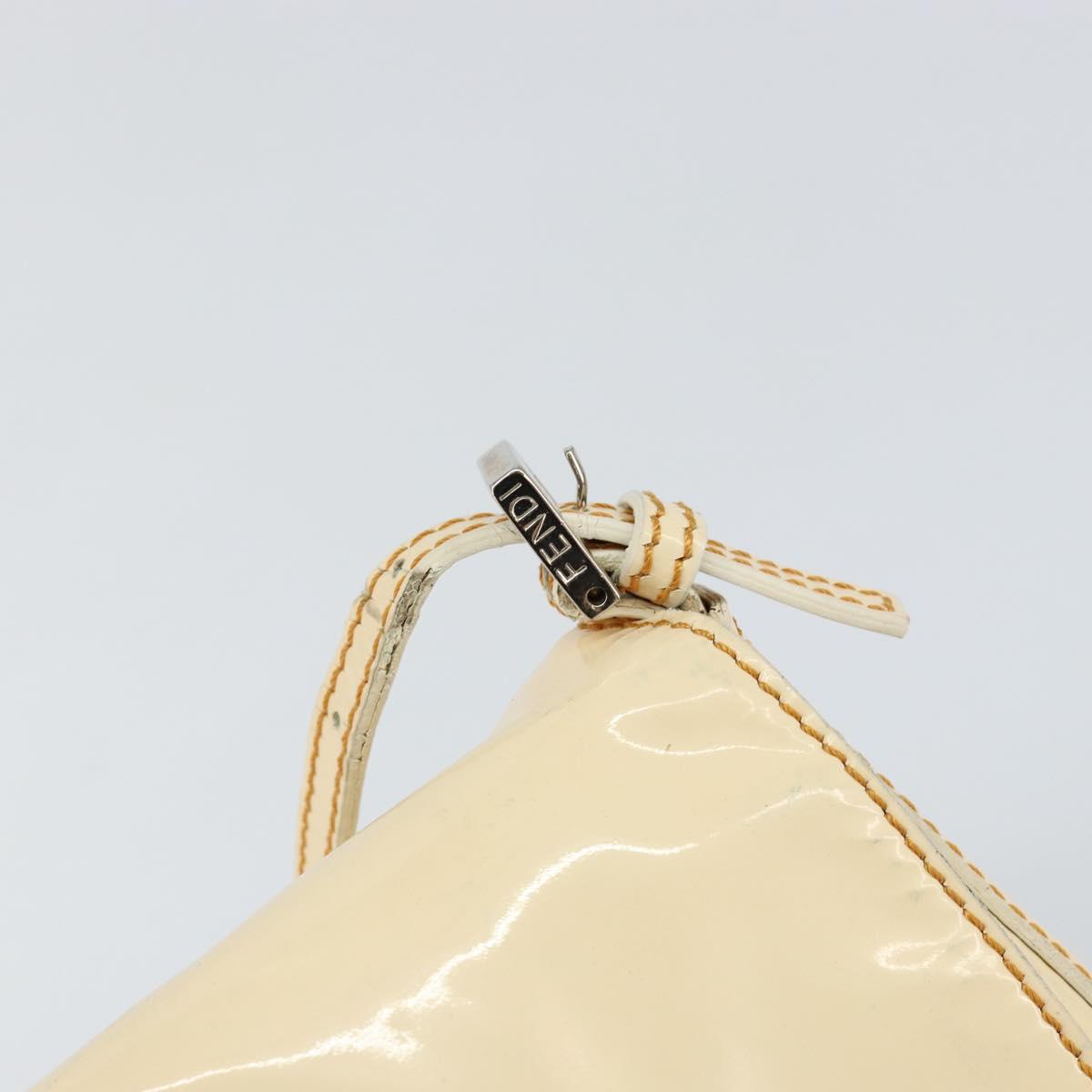 FENDI Mamma Baguette Shoulder Bag Enamel Beige Auth 152380