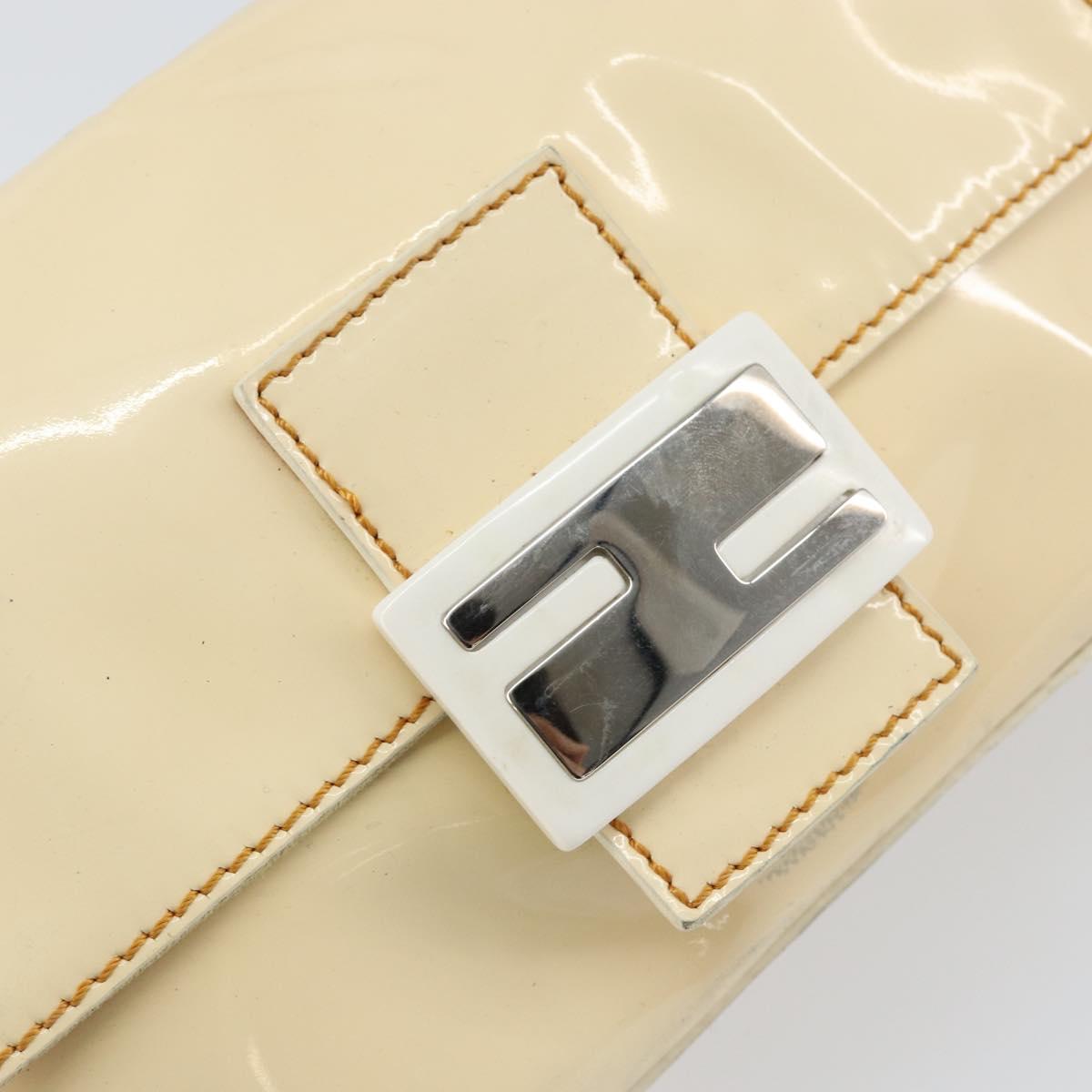 FENDI Mamma Baguette Shoulder Bag Enamel Beige Auth 152380