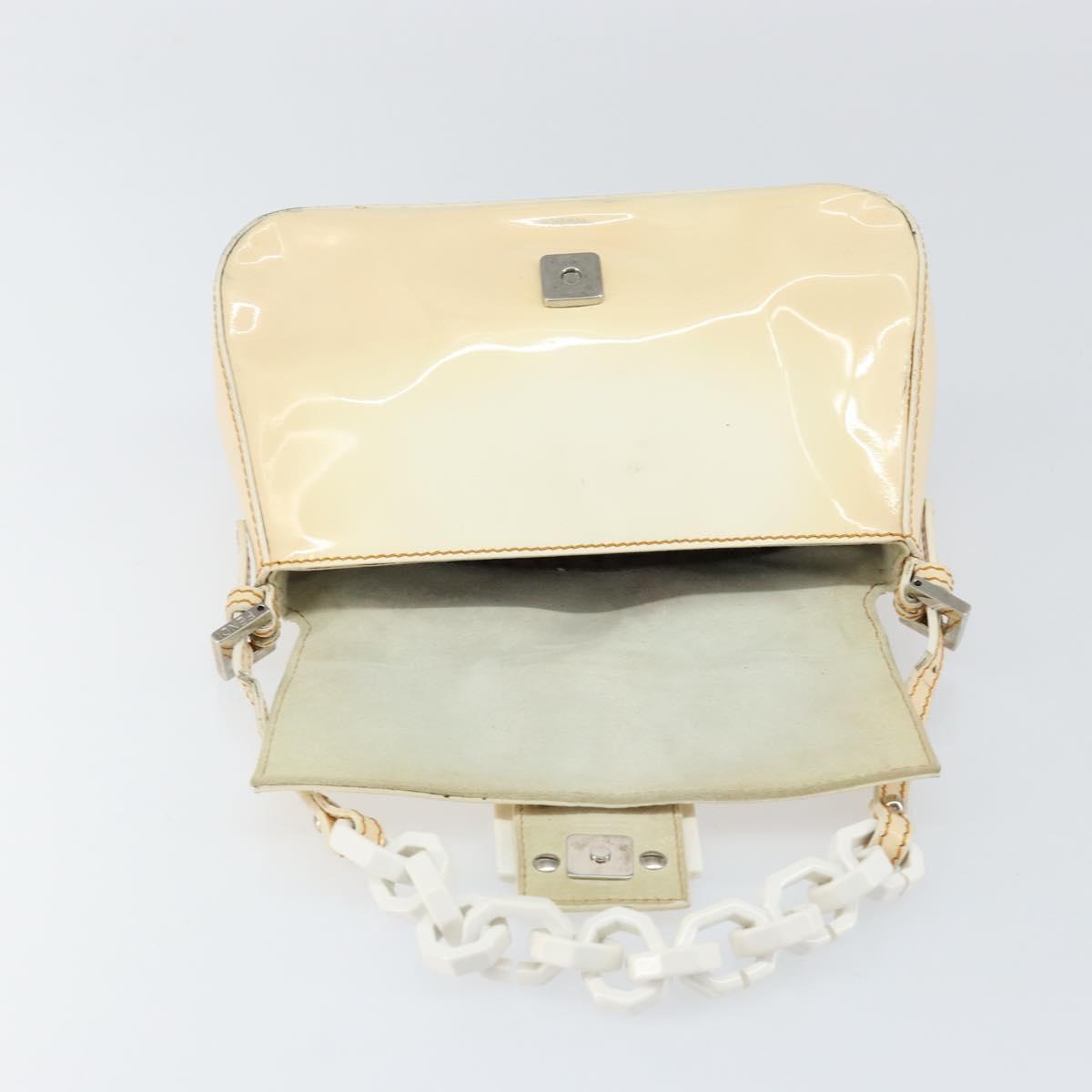 FENDI Mamma Baguette Shoulder Bag Enamel Beige Auth 152380