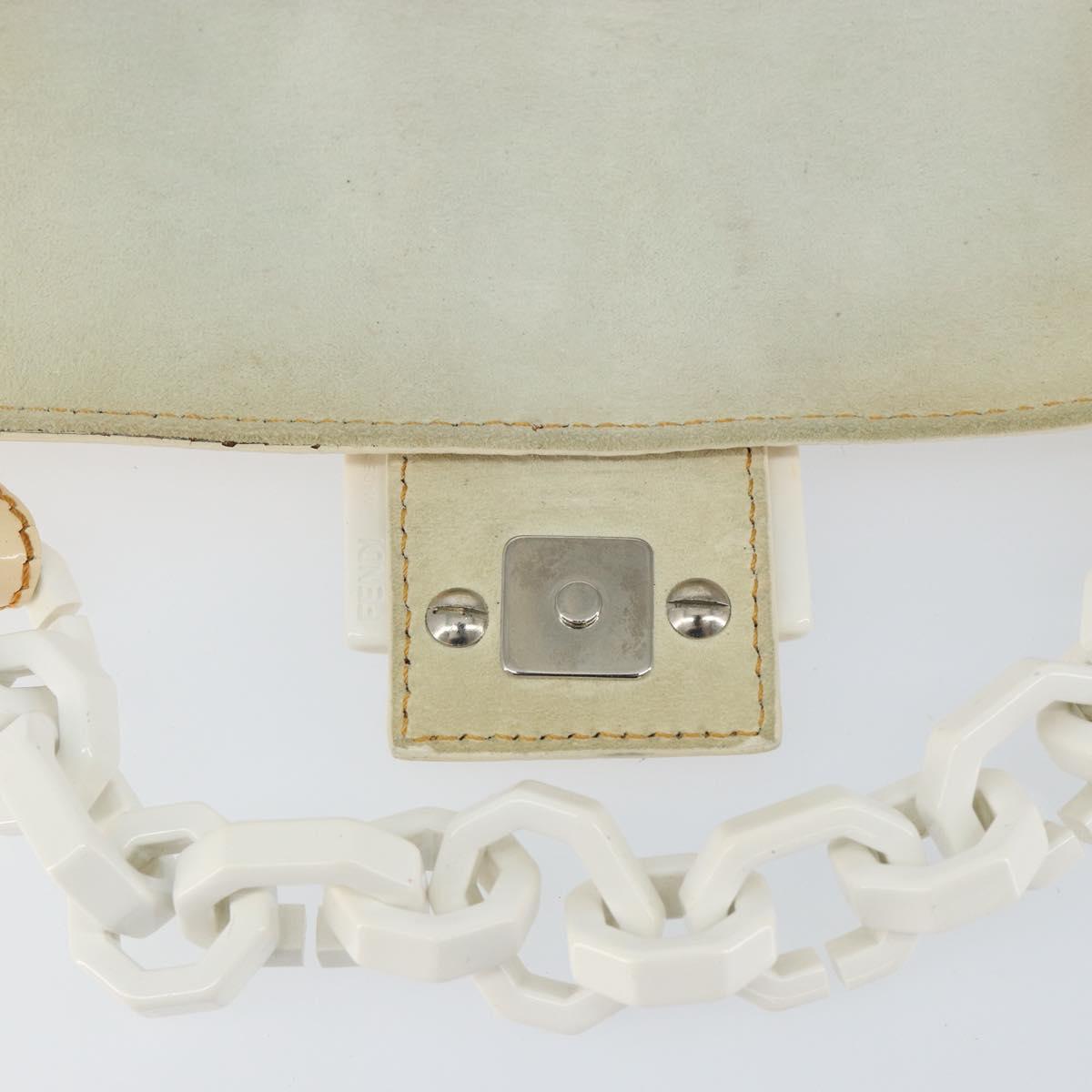 FENDI Mamma Baguette Shoulder Bag Enamel Beige Auth 152380