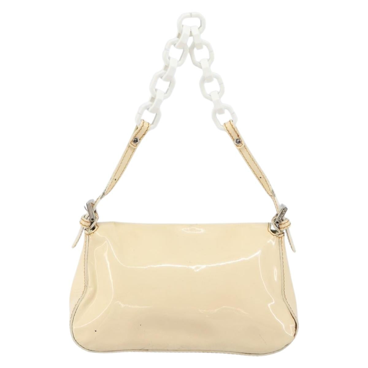 FENDI Mamma Baguette Shoulder Bag Enamel Beige Auth 152380