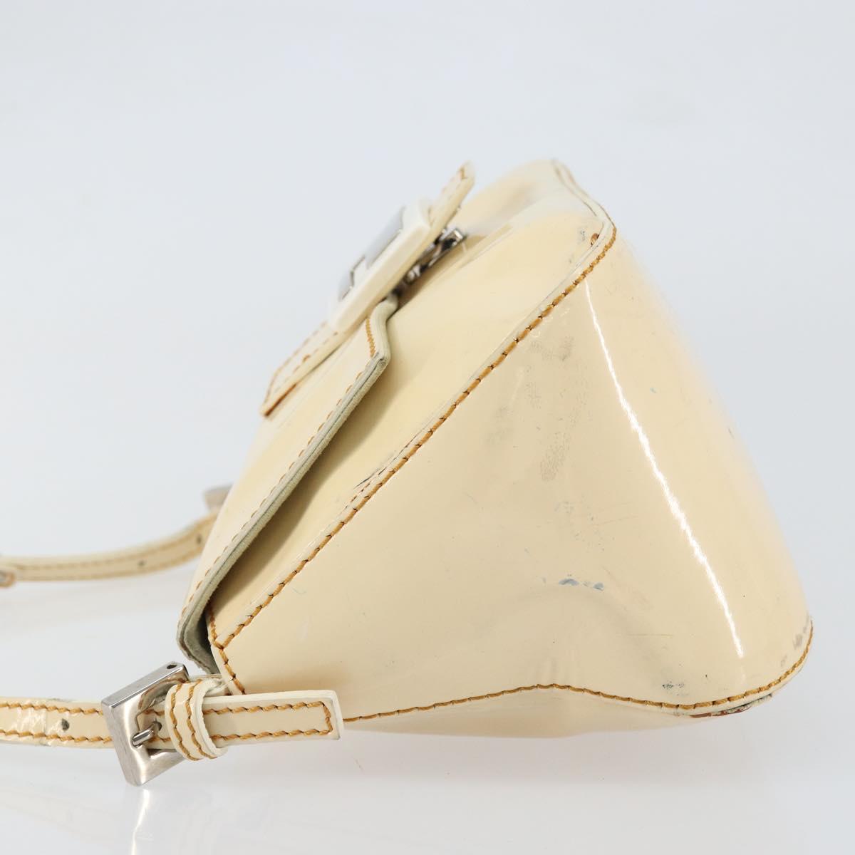 FENDI Mamma Baguette Shoulder Bag Enamel Beige Auth 152380