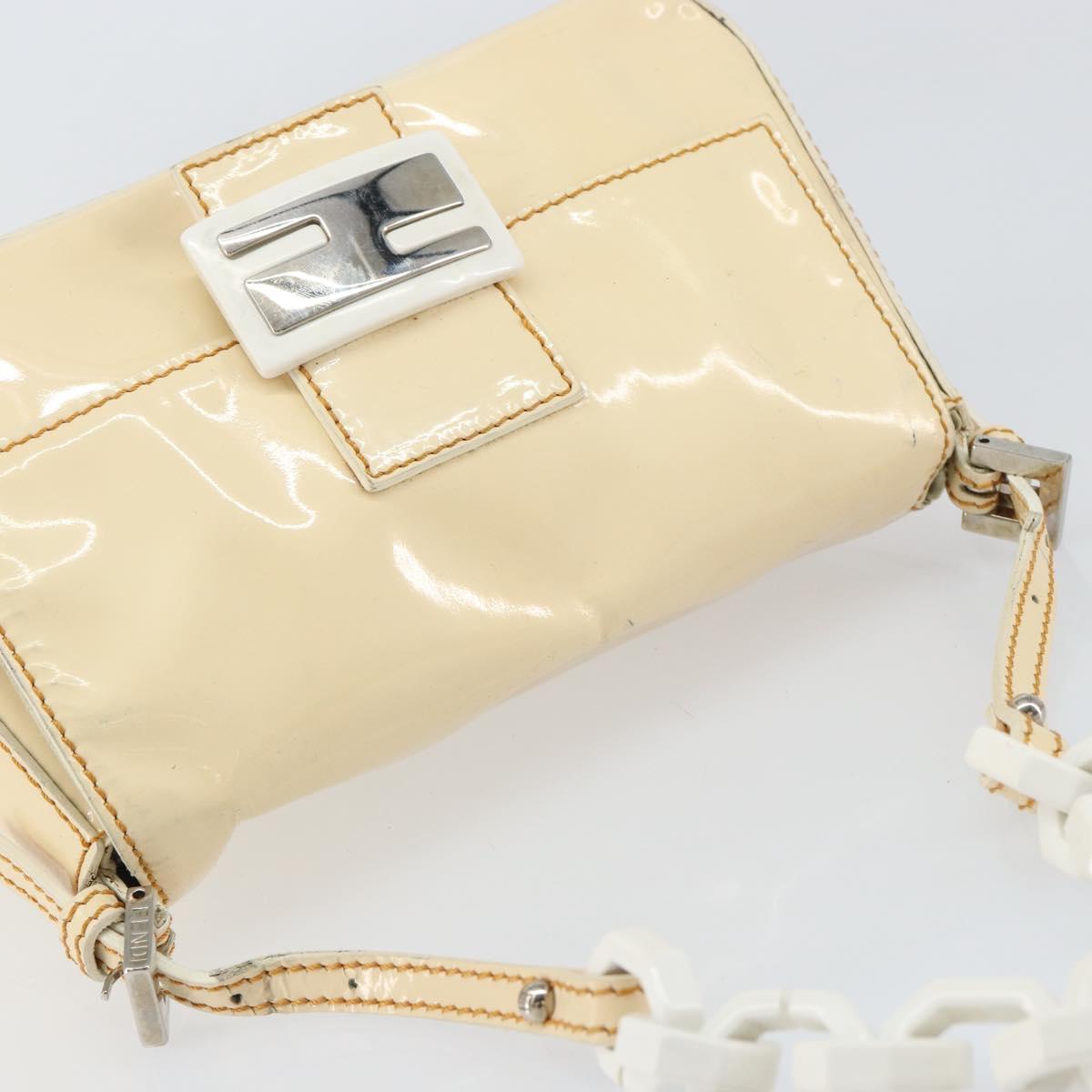FENDI Mamma Baguette Shoulder Bag Enamel Beige Auth 152380