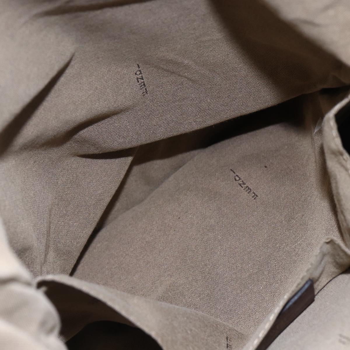 FENDI Zucchino Canvas Shoulder Bag Beige Gold Auth 152382