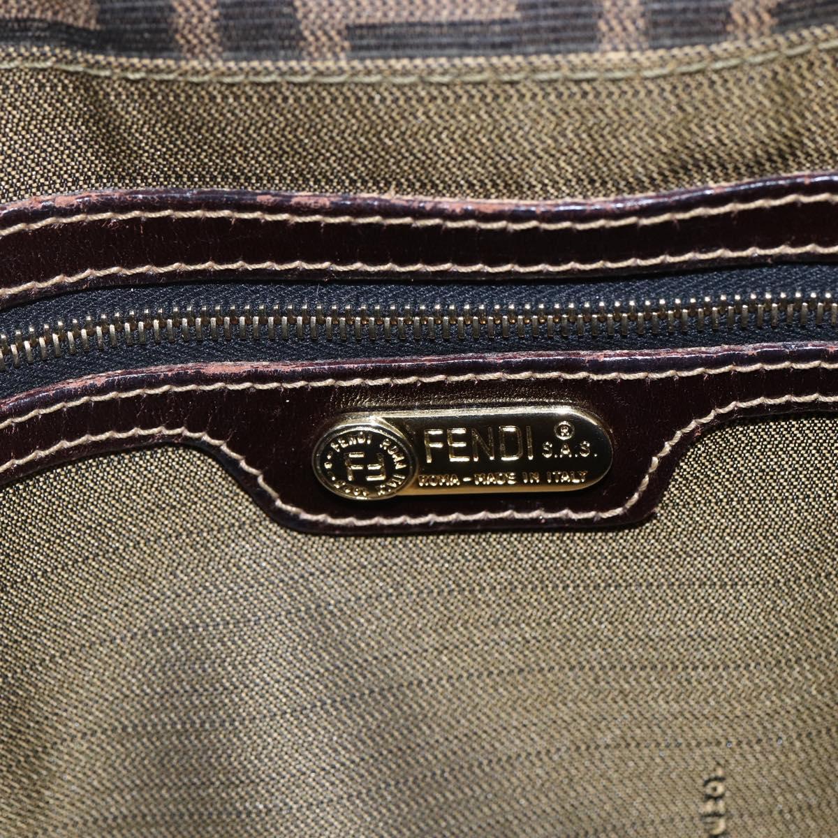 FENDI Zucca Canvas Shoulder Bag Black Brown Auth 152383