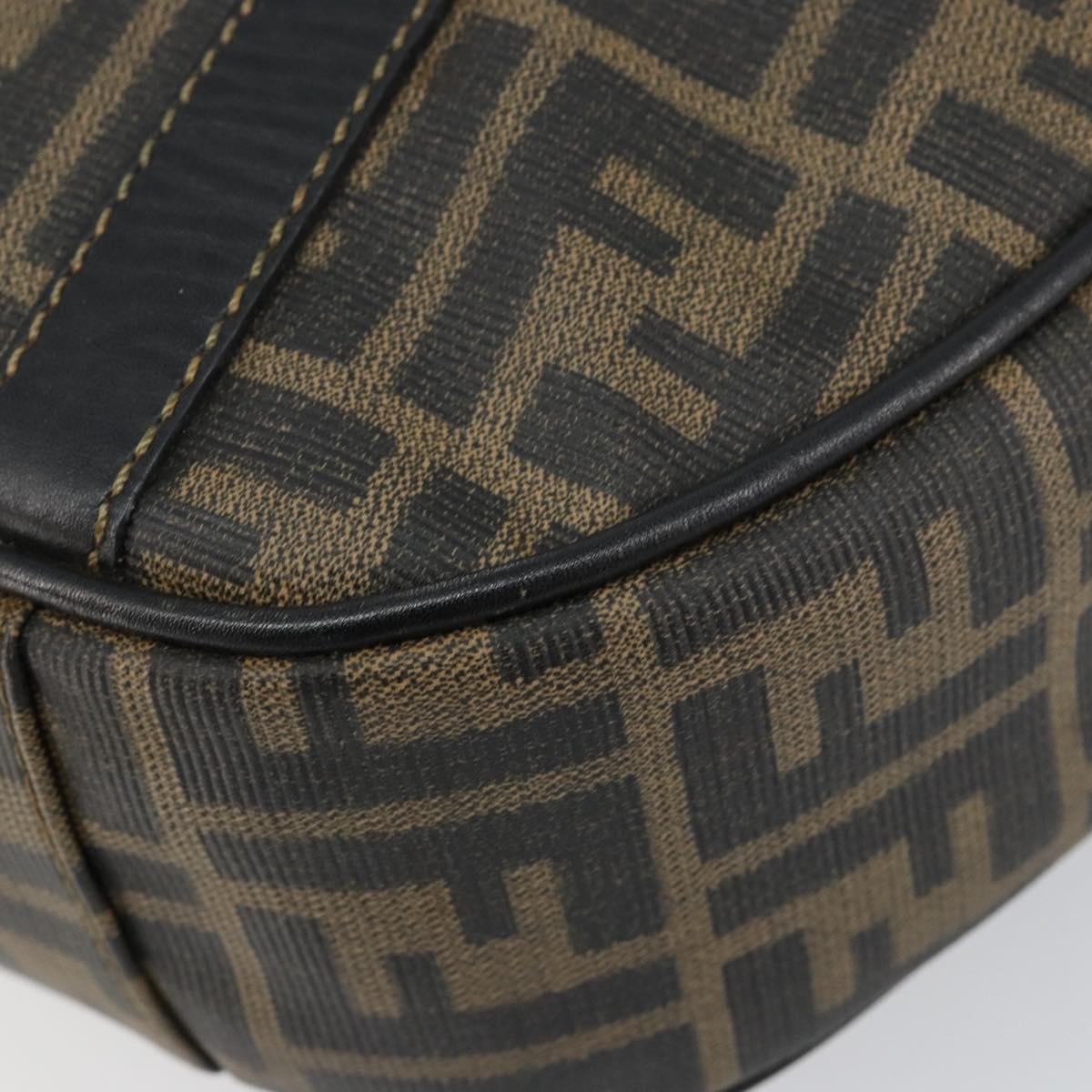 FENDI Zucca Canvas Hand Bag PVC Black Brown Auth 152385