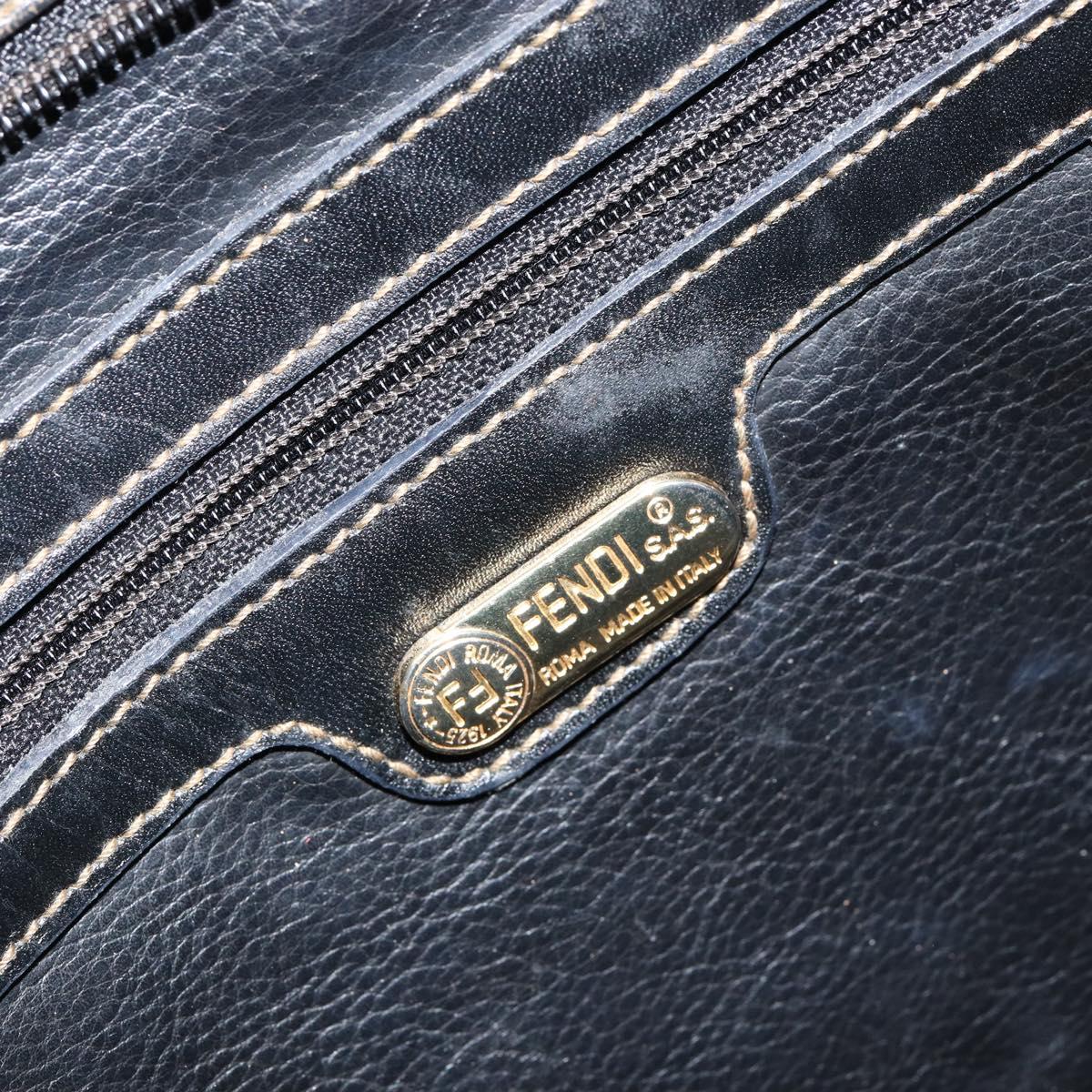 FENDI Zucca Canvas Hand Bag PVC Black Brown Auth 152385