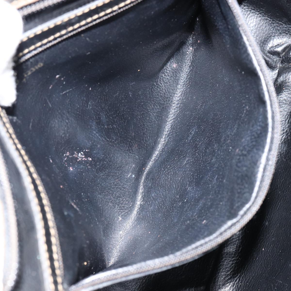 FENDI Zucca Canvas Hand Bag PVC Black Brown Auth 152385