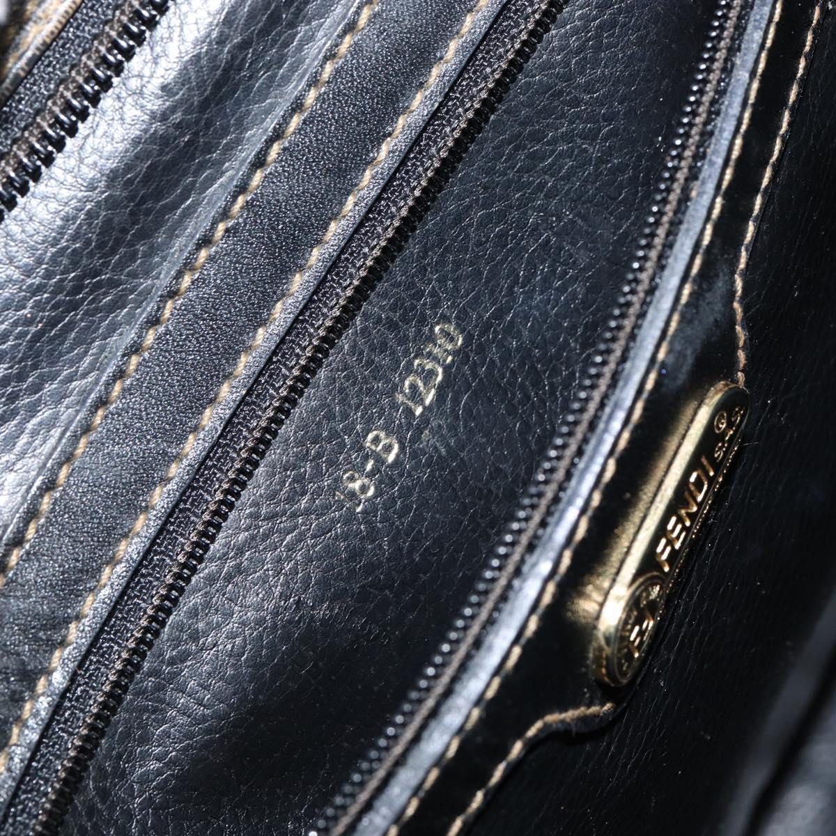 FENDI Zucca Canvas Hand Bag PVC Black Brown Auth 152385