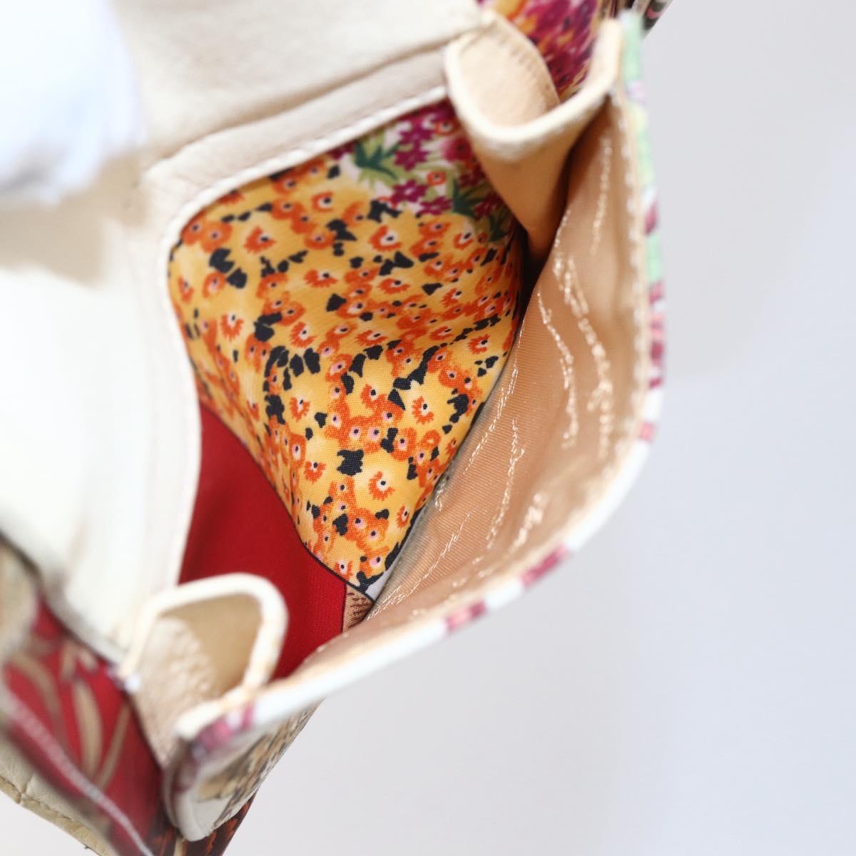 Salvatore Ferragamo Gancini Bag Nylon Leather Multicolor Silver Auth 152387