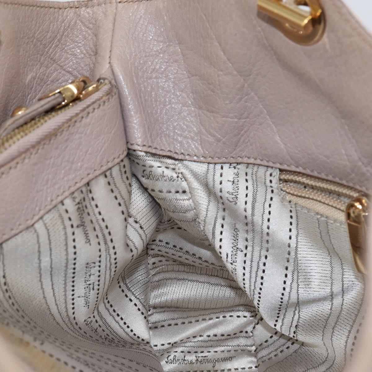 Salvatore Ferragamo Hand Bag Leather Pink Gold Auth 152388